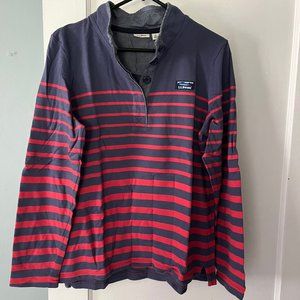 Cotton red and blue striped sweater